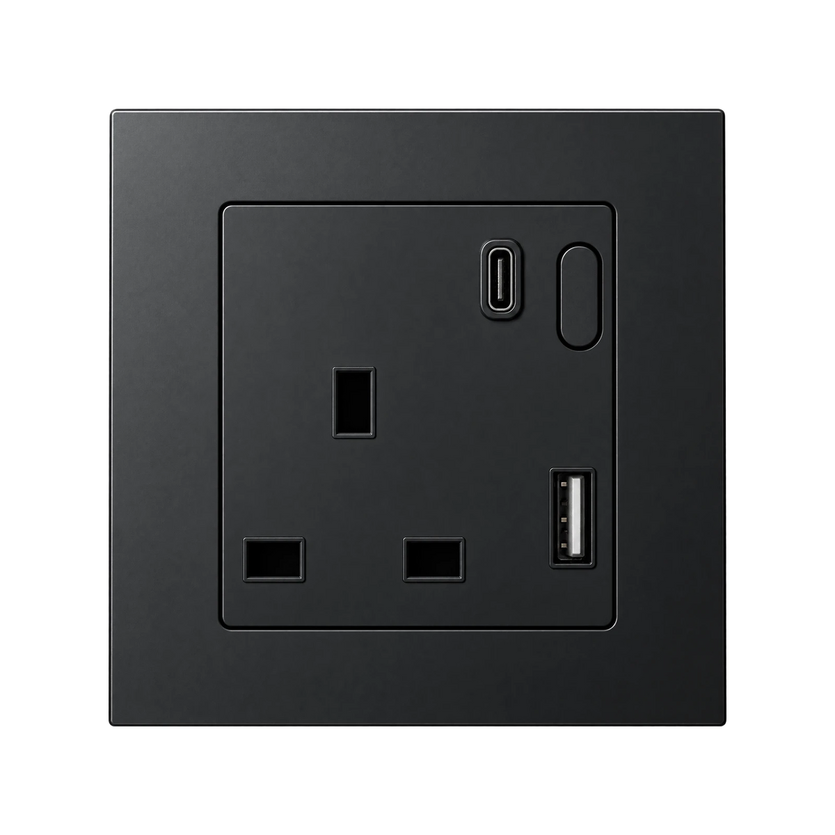 Smart wall socket with USB-C in black aluminium