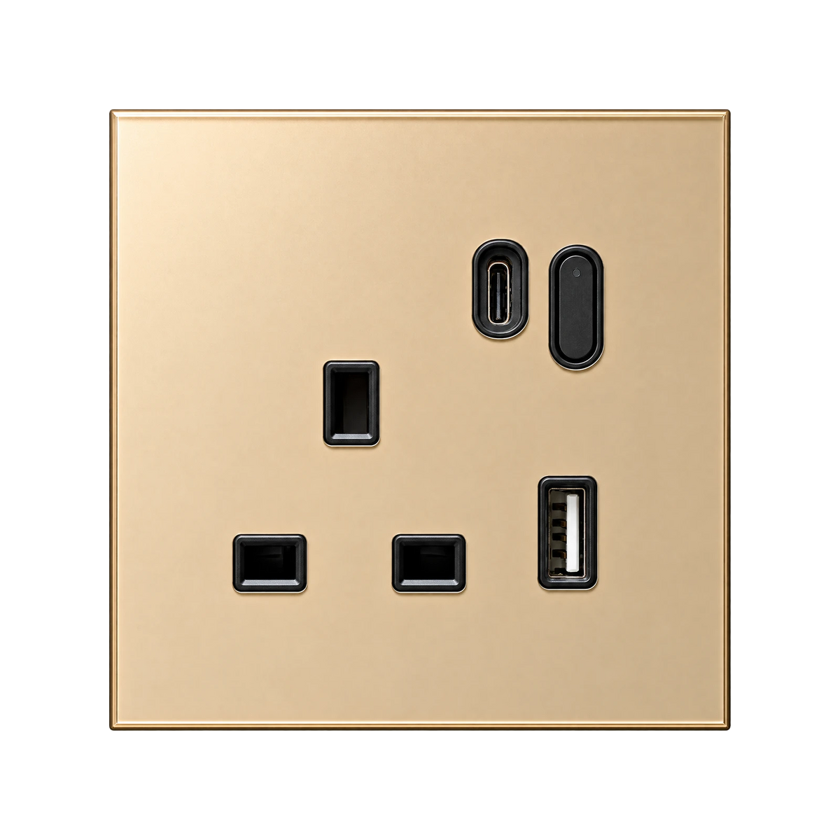 Smart wall socket with USB-C in gold glass