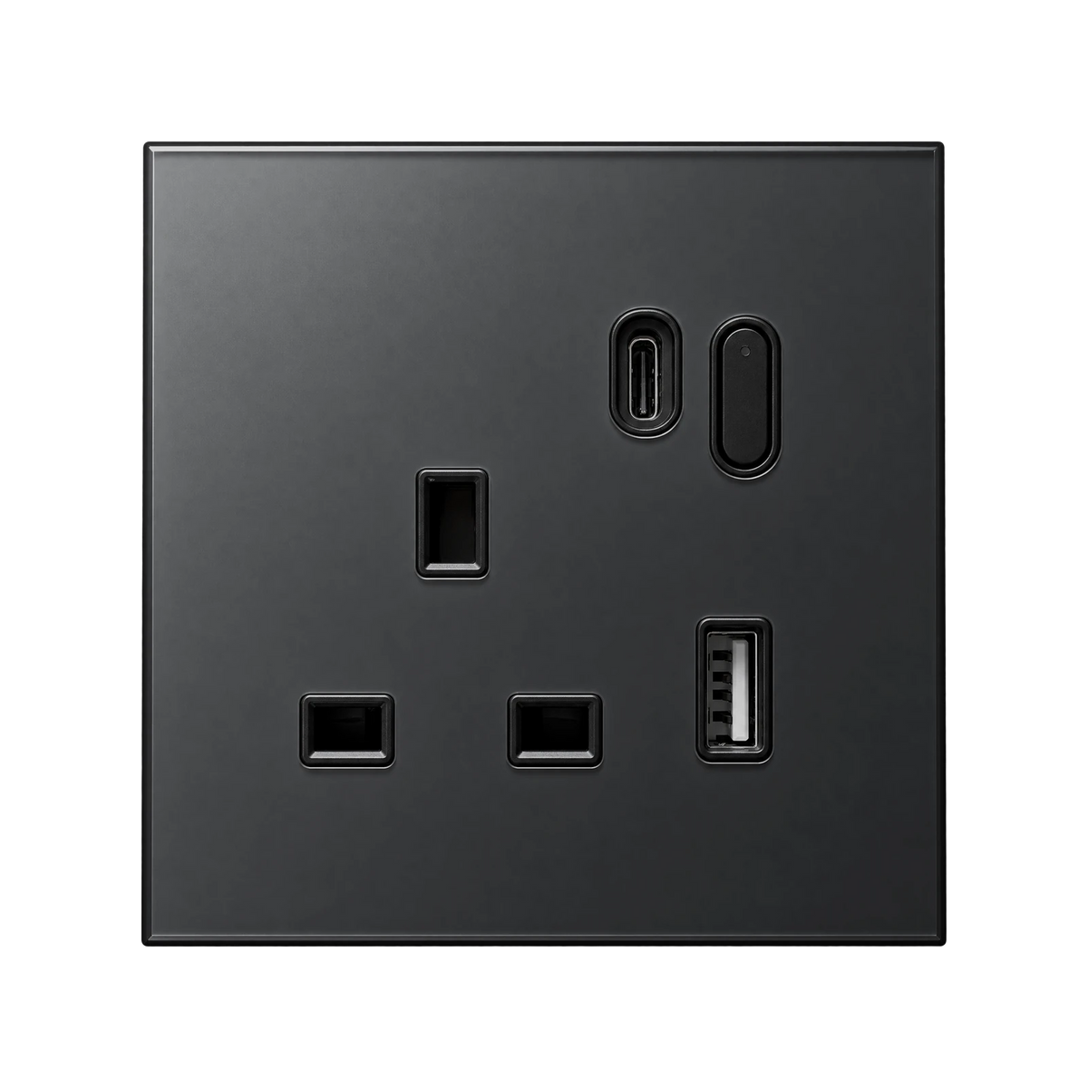 Smart wall socket with USB-C in grey glass